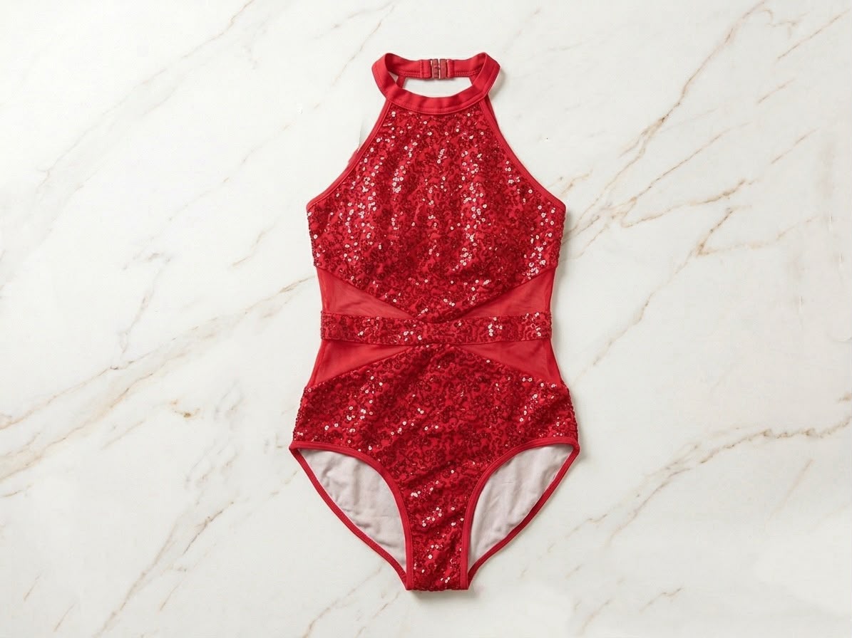 Halter Sequin Performance Leotard | Aerial, Dance & Gymnastics