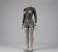 Black Rhinestone Sheer Performance Bodysuit – Long Sleeve Aerial Costume for Pole Dance, Circus & Stage Shows