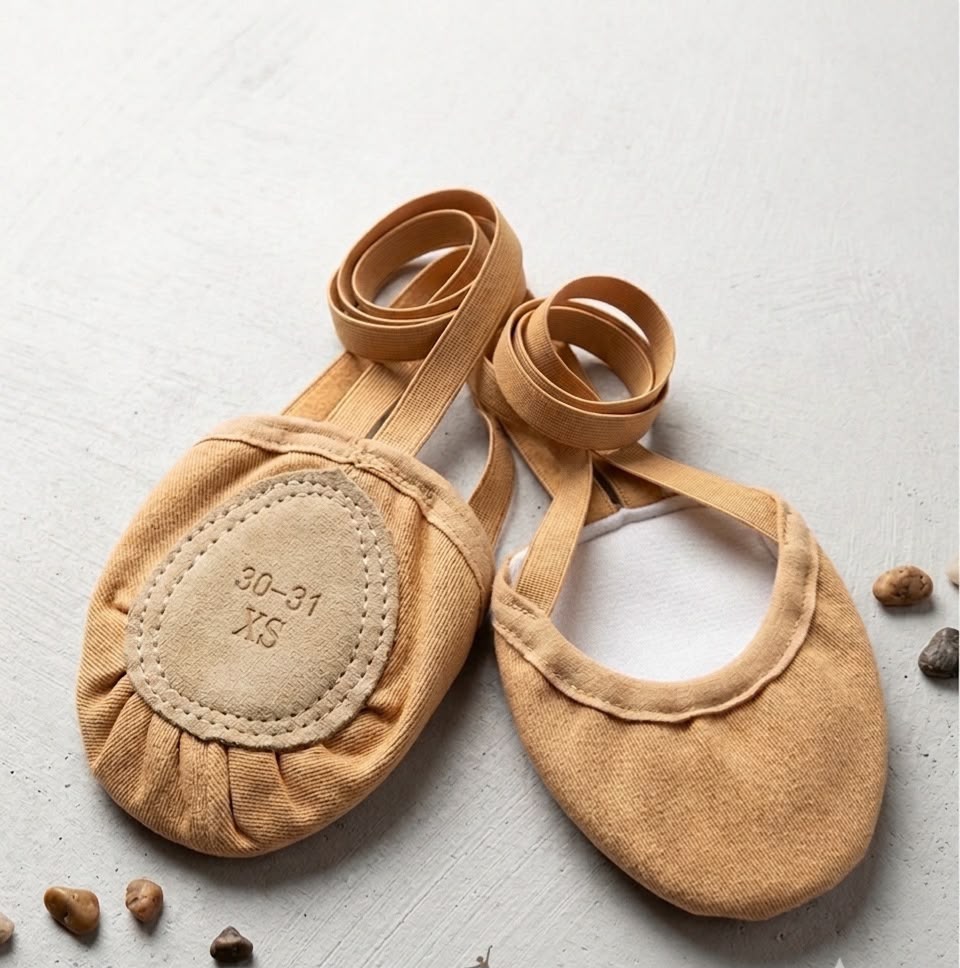 Professional Rhythmic Gymnastics Half-Shoes – Non-Slip Canvas Toe Shoes for Dance & Turn Technique