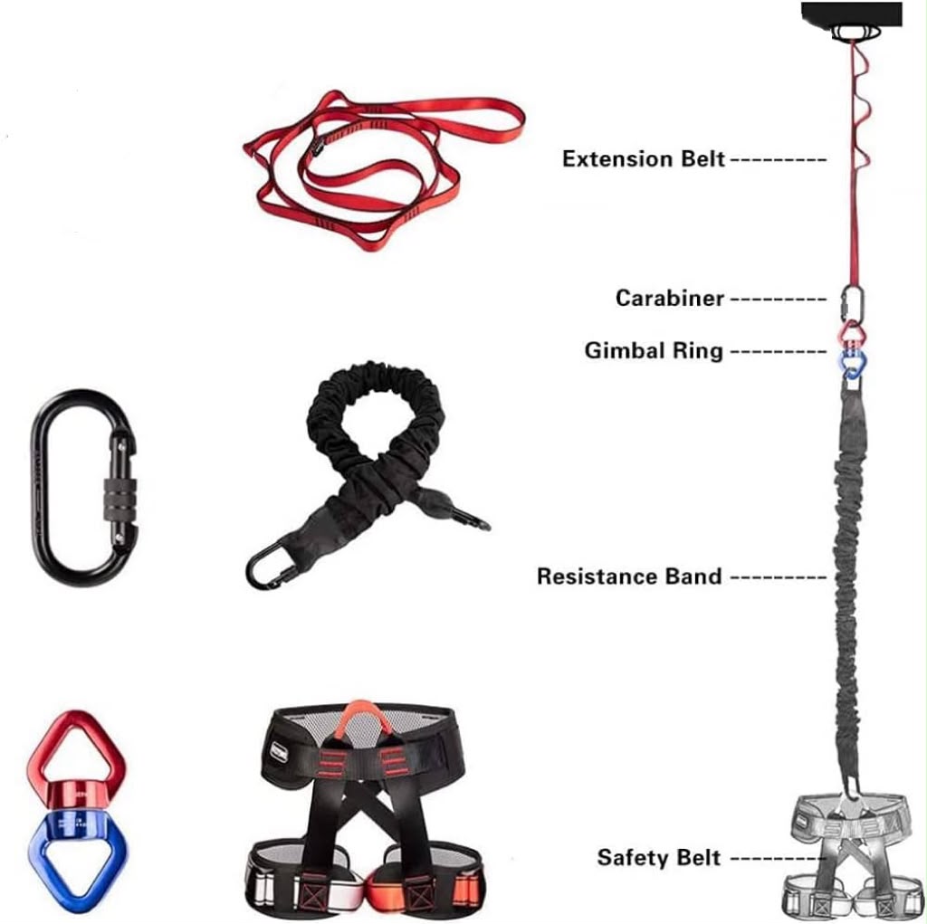 Professional Bungee Fitness Equipment Set – Full Aerial Workout Kit with Harness & Resistance Cord